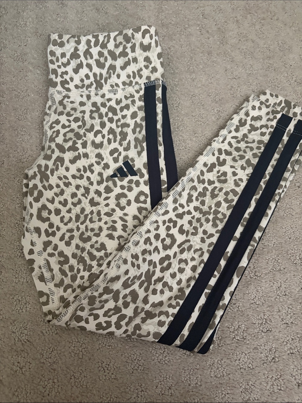 adidas Women's Leopard Print Jeggings with Black Side Stripes